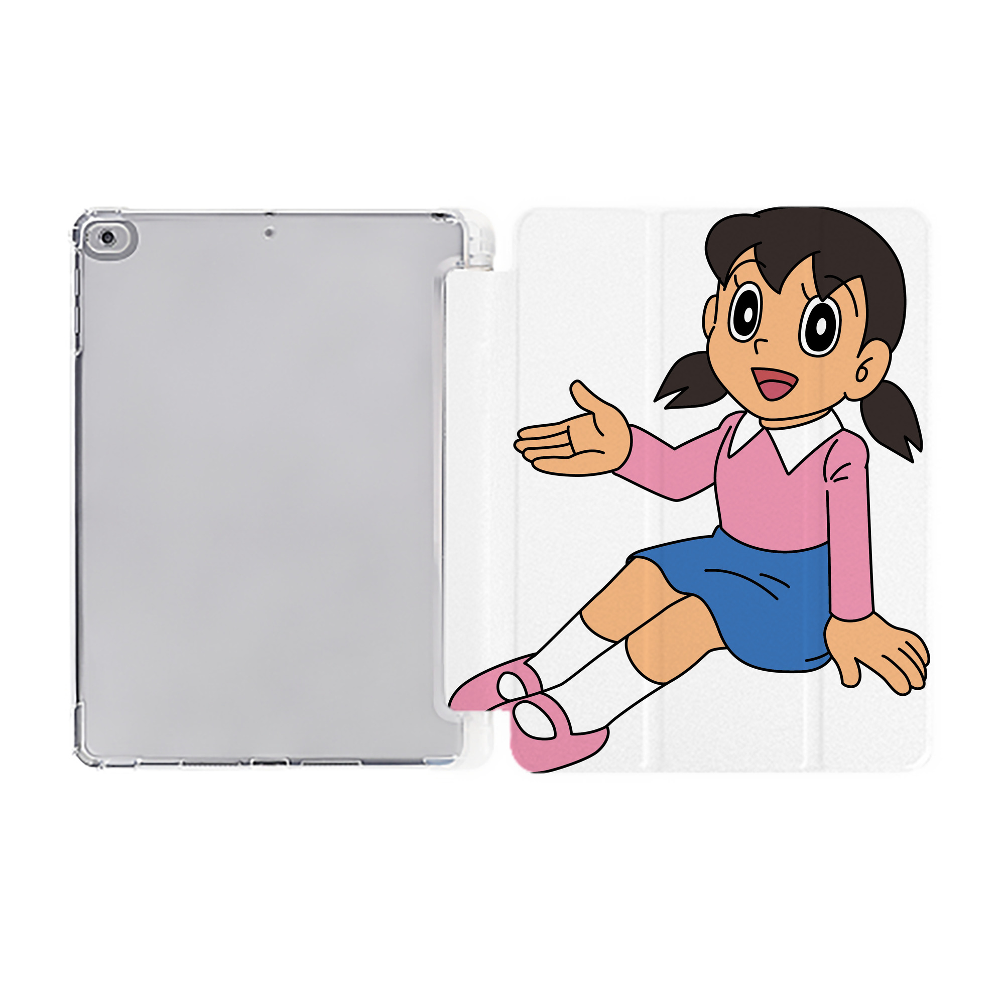 （画像用） ドラえもん みなもと しずか Doraemon Shizuka Minamoto IPad ケース ペン収納付き 三つ折りスタンド PUレザー×シリコン 対応機種9.5/10.5/10.9インチ